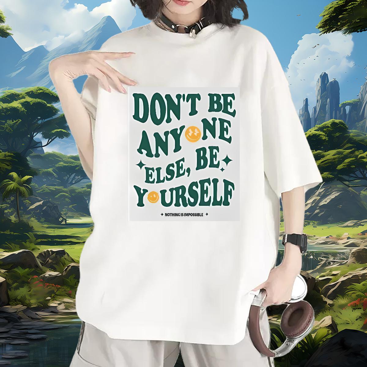 Classic T Shirts Women Cotton Comfortable nothing is impossible 230g Cotton Casual Daily Wear Womens Tshirts Anime Lady Polos