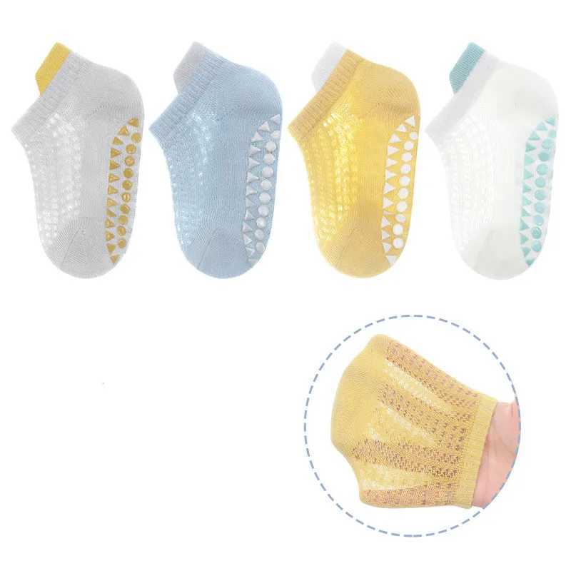 childrens boys and girls summer mesh thin childrens socks girls casual childrens short floor socks anti slip 4 pairsW240715
