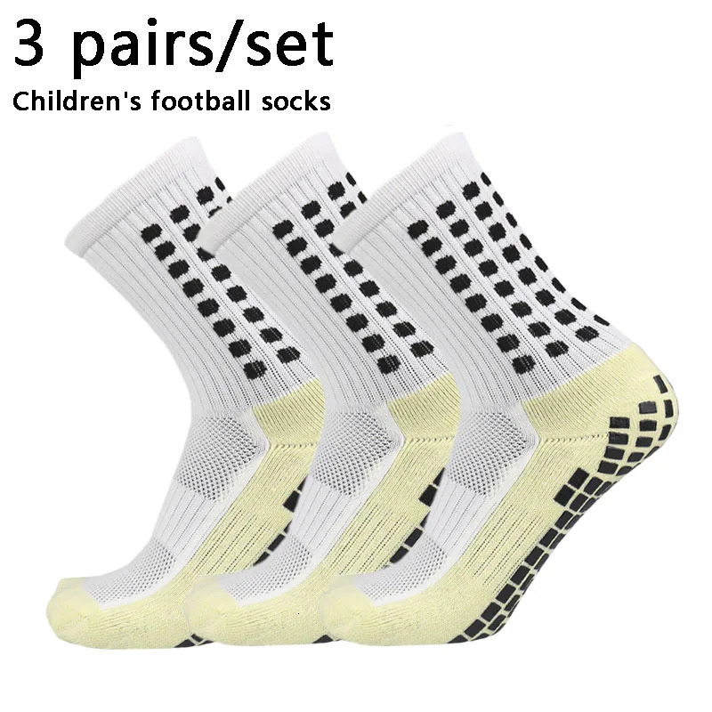 3 pairs 3439 children breathable sports soccer socks square silicone nonslip grip football calcetines hombre 240715