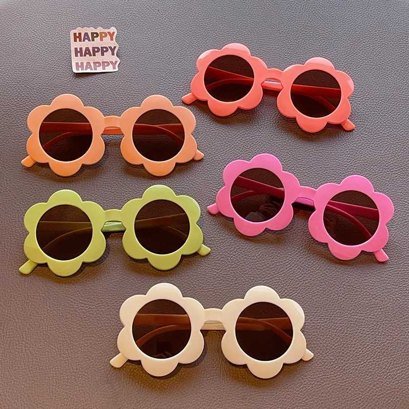 Sunglasses 2023 New Children Cute Colors Acrylic Sun Flower Sunglasses UV400 Baby Girls Outdoor Protection Sunglasses Kids Sun Glasses