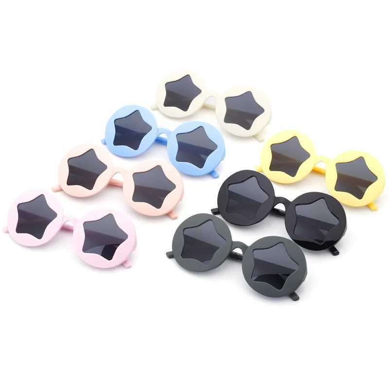 Sunglasses New childrens round frame five pointed star Sunglasses personality decoration baby fashion lovely sunshade color