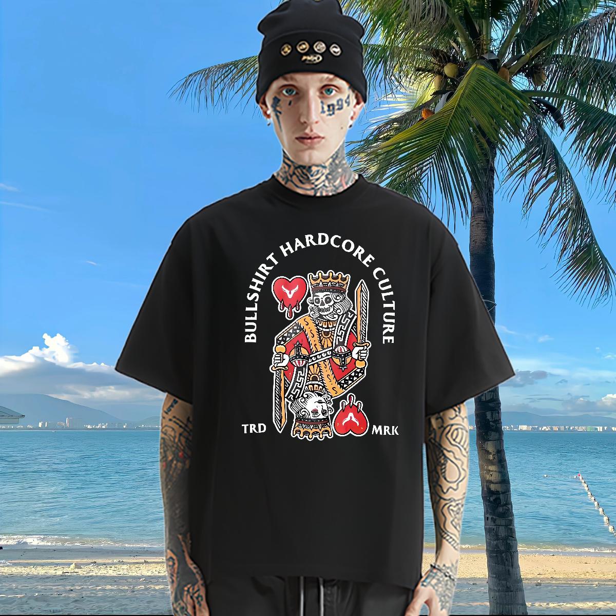 2024 T-Shirts fashion 100% Cotton 230g Cartoon Printing S-4XL High Street Hip Hop Men Clothes T-Shirt O-Neck Short Sleeve Cotton Loose
