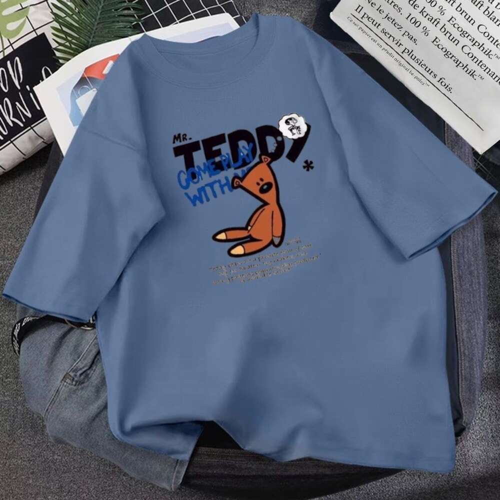 Designer's new women's T-shirt fashionable loose print plus size T-shirt short sleeved plus size T-shirt plus velvet top COD