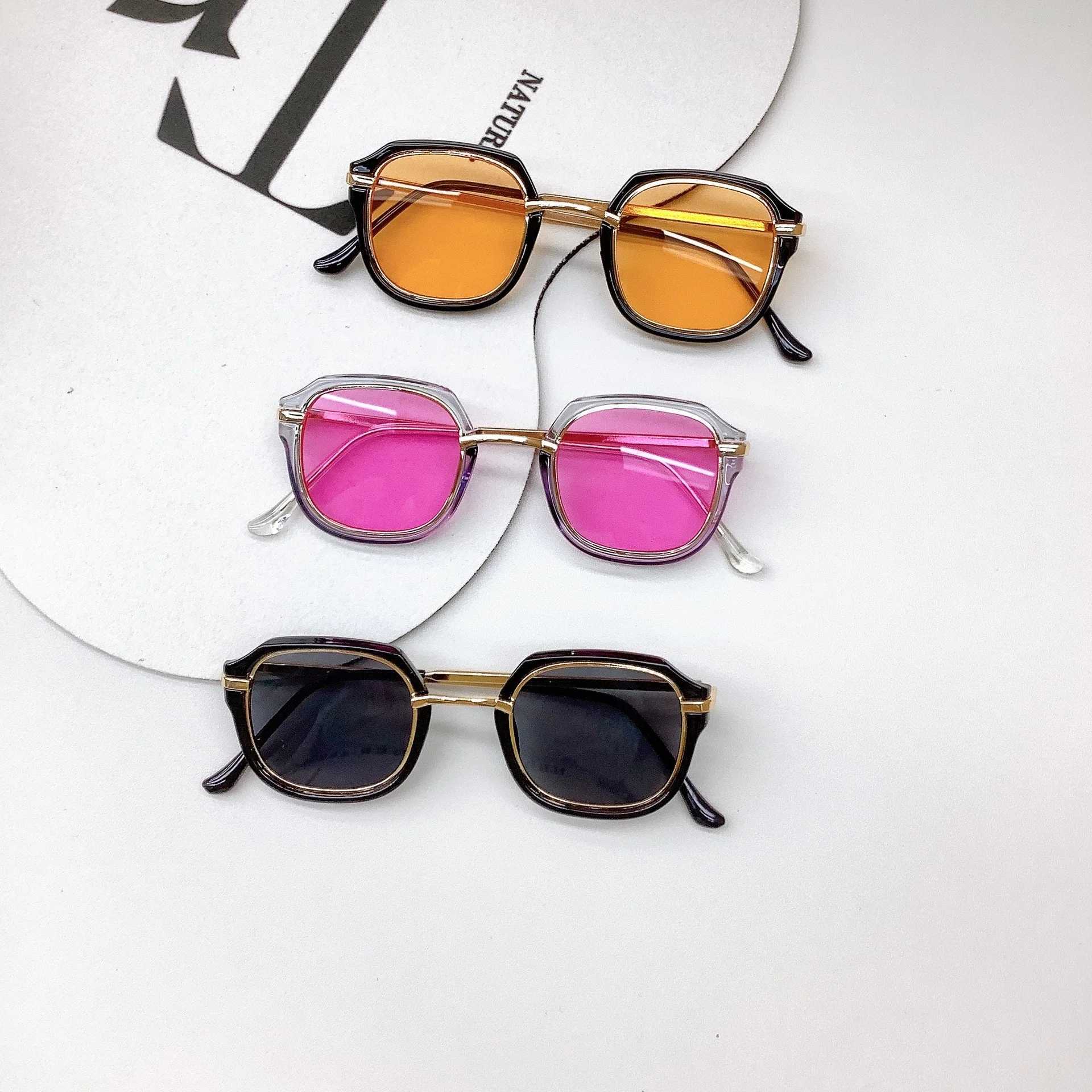 Sunglasses New Childrens Sunglasses Fashion Cute Sunshade Eye Protection Baby Sunglasses Box Concave Shape Boys and Girls Eyeglasses