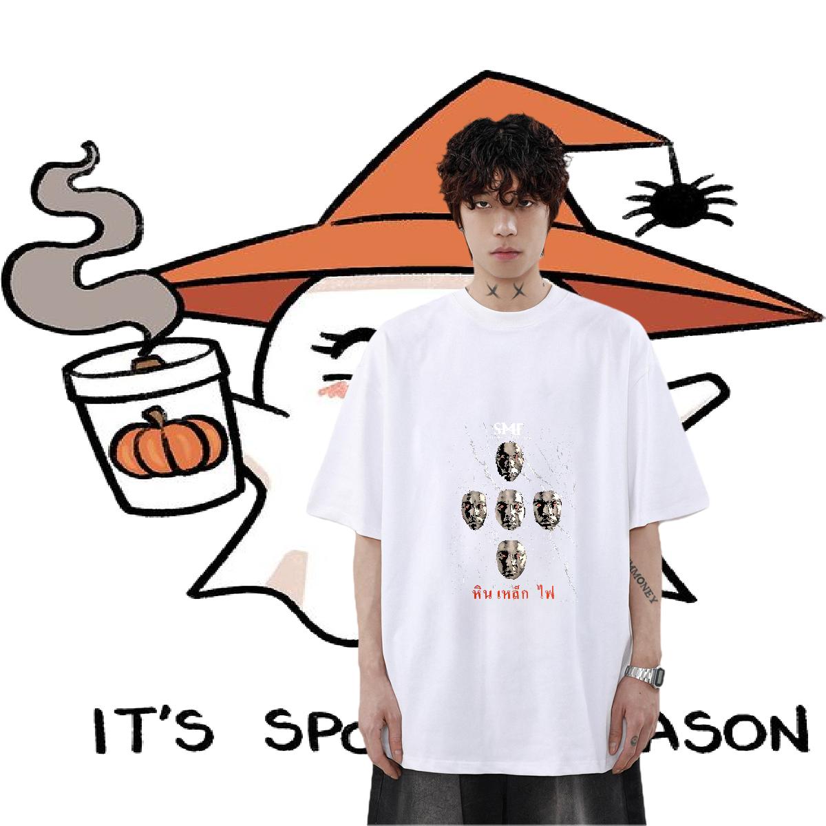 DIY Customized T Shirts Men Cartoon Printing S-3XL Casual Daily Wear Men Tops Tees Breathable Crew Neck Cotton Classic