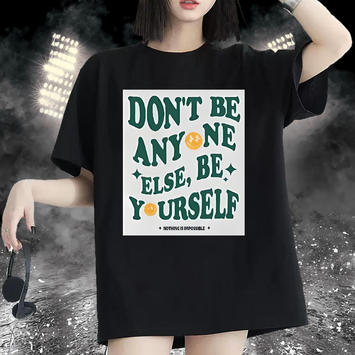 New Women T Shirts Short sleeve Cotton Soft nothing is impossible 230g 100% Cotton Casual Unisex Tshirts White Plus Size Wholesale Tops Tees