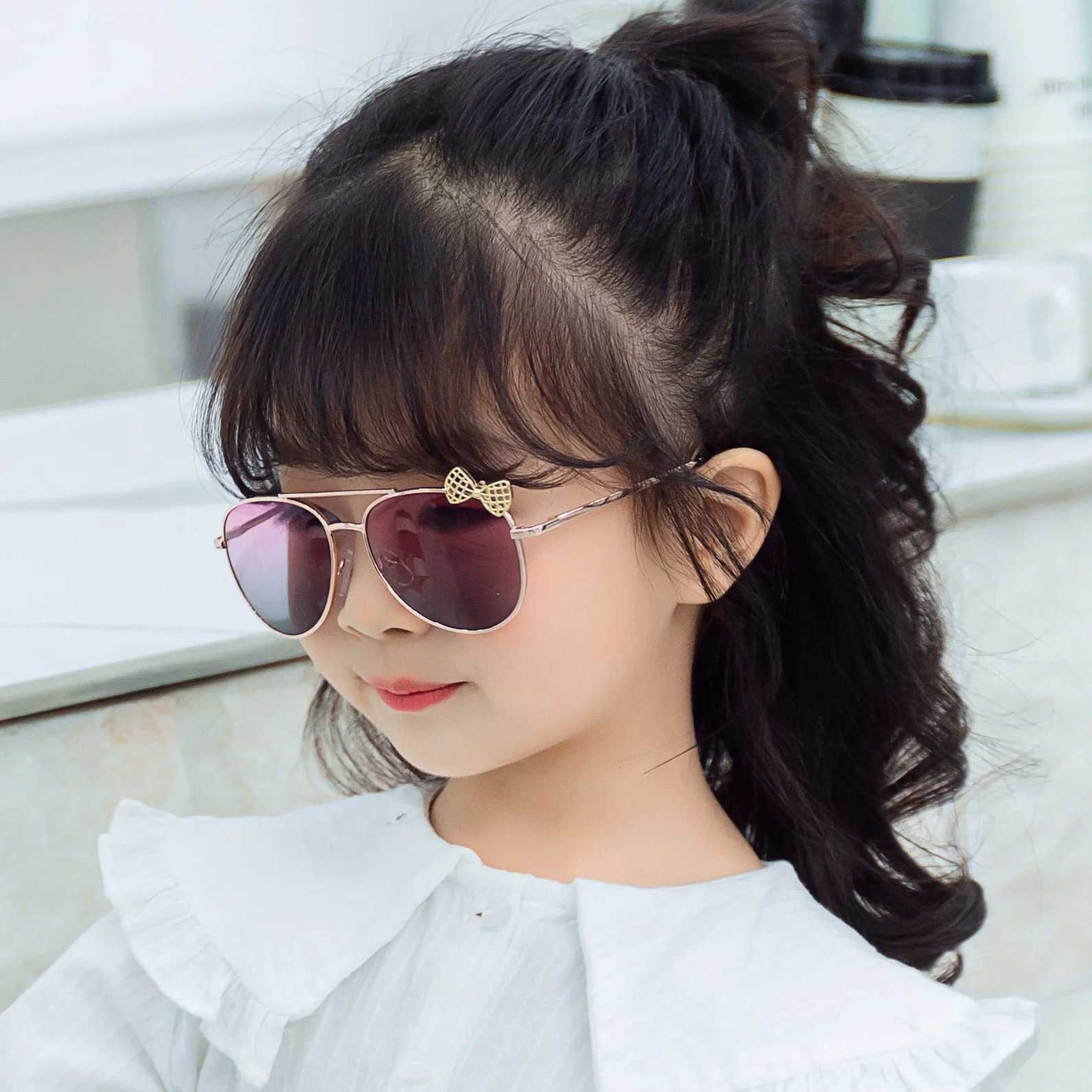Sunglasses childrens kaai New sunglasses summer B009 metal frame bow toad glasses childrens glasses