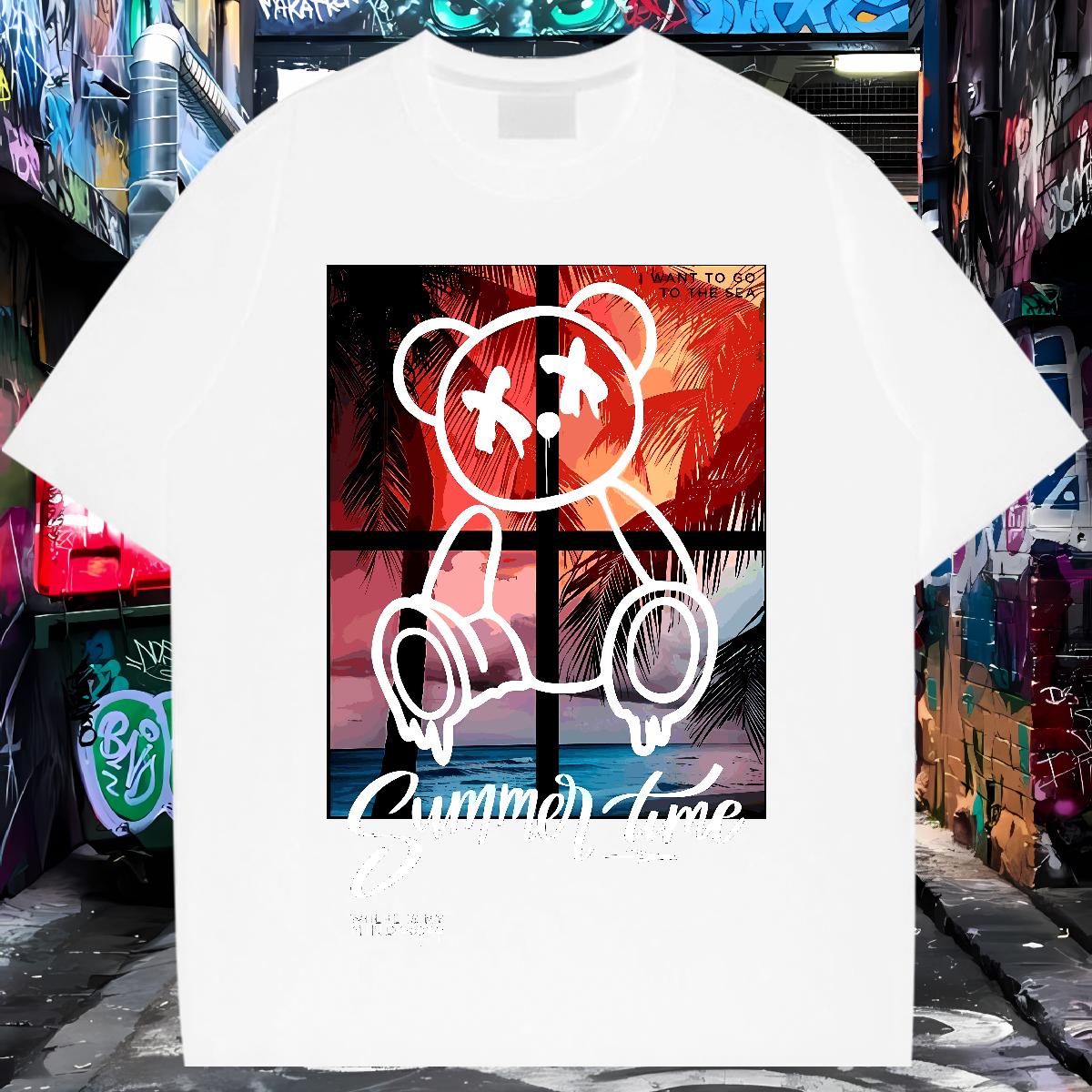 2024 Designer T shirt Graffiti Art 100% Cotton 230g Anime Print Tshirts Casual Daily Wear Breathable Short Sleeve Classic Tees Shirts