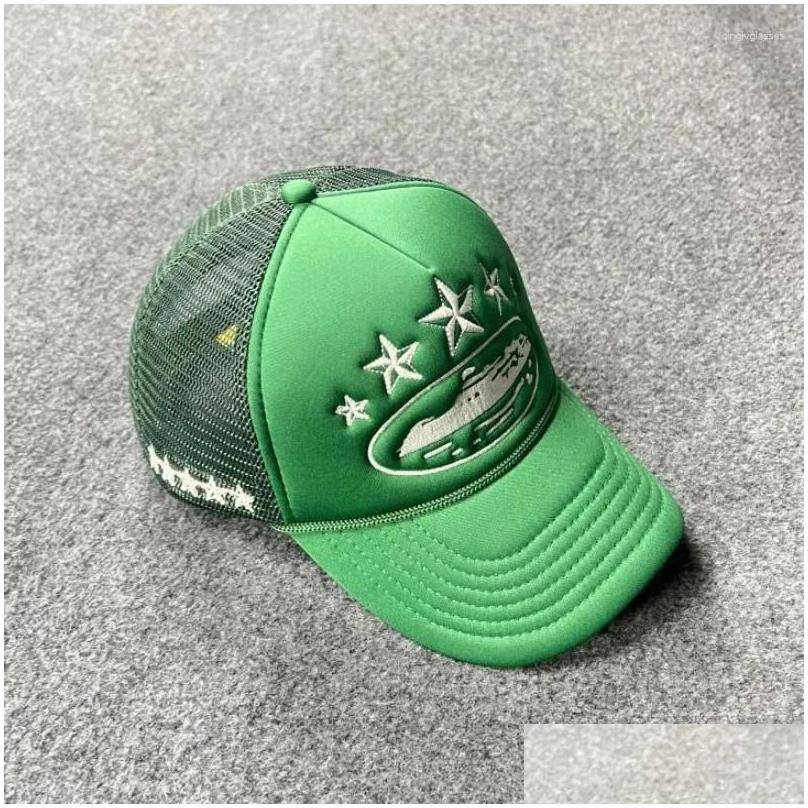 Ball Caps 2024 Arrived Star Embroidered Mens Baseball Cap Mesh Trucker Hat Summer Snapback Retro Male Beach Headdress Drop Delivery Otjd1