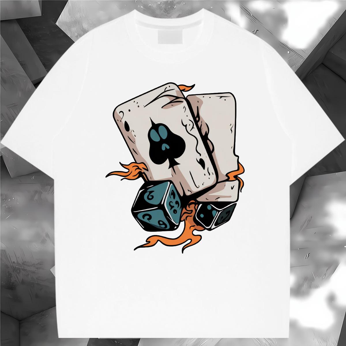 Designer T-Shirts Cards 100% Cotton 230g Custom Printing Couples T Shirts Street Short Sleeve Cotton O-Neck High Quality Wear