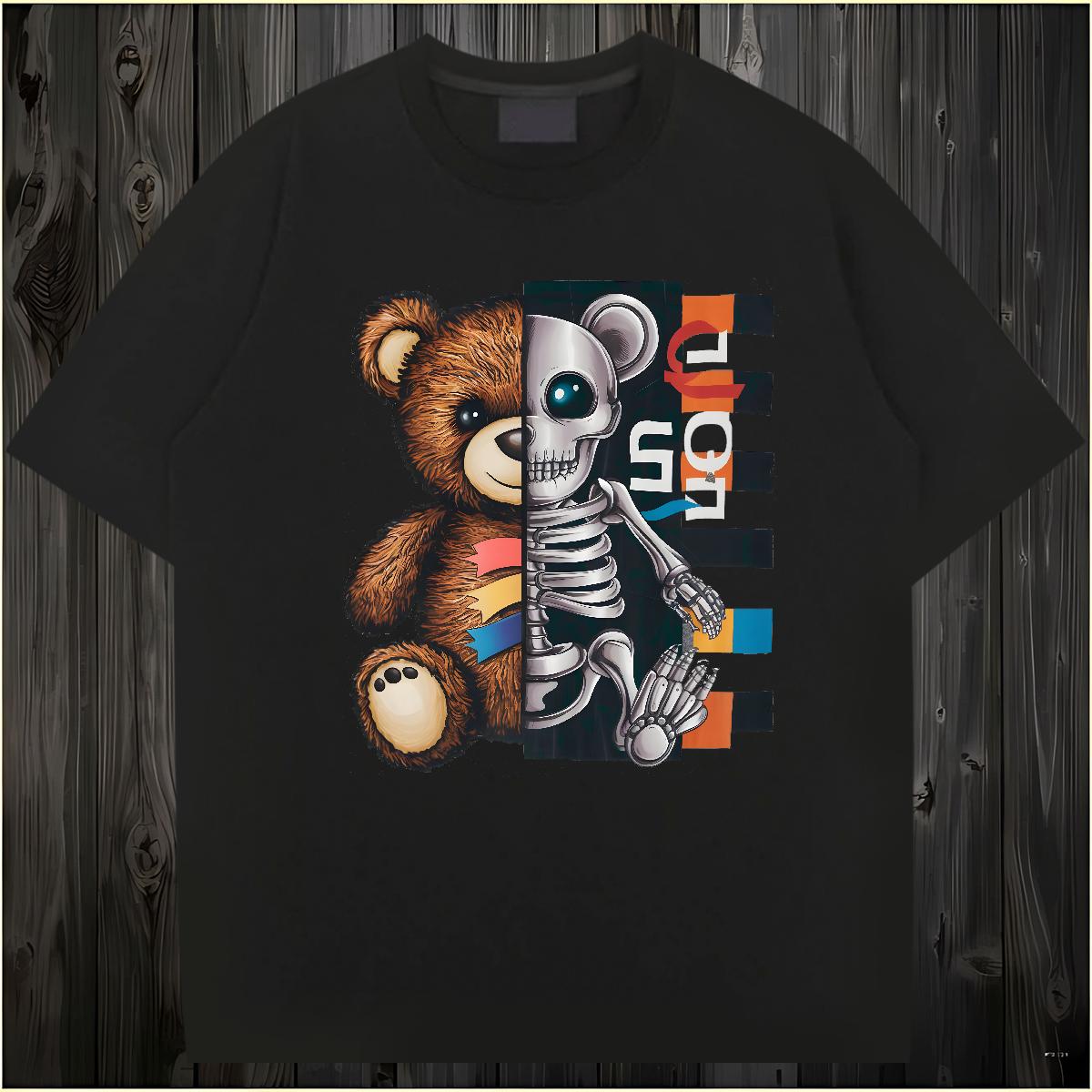 Brand T Shirts Men bear 230g Cotton Outdoor Breathable Short Sleeve Men Clothes T-Shirt Customized Anime Print Tees