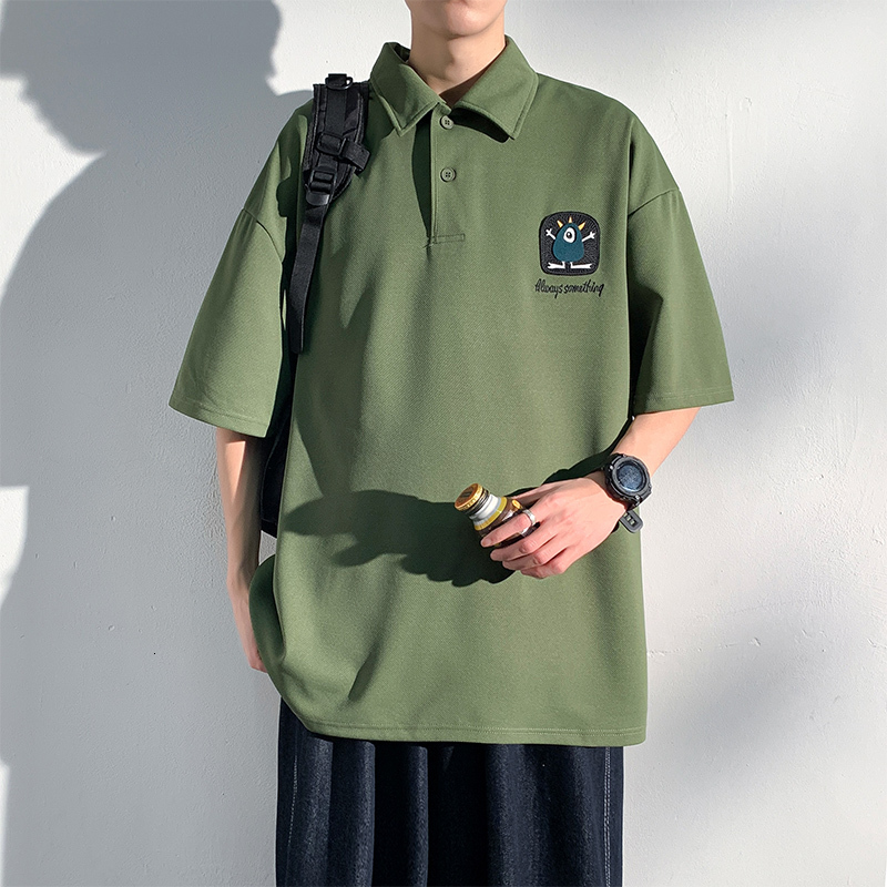 2024 Summer New Short sleeved Shirt Loose and Versatile Fashion Brand Simple Polo Neck T-shirt