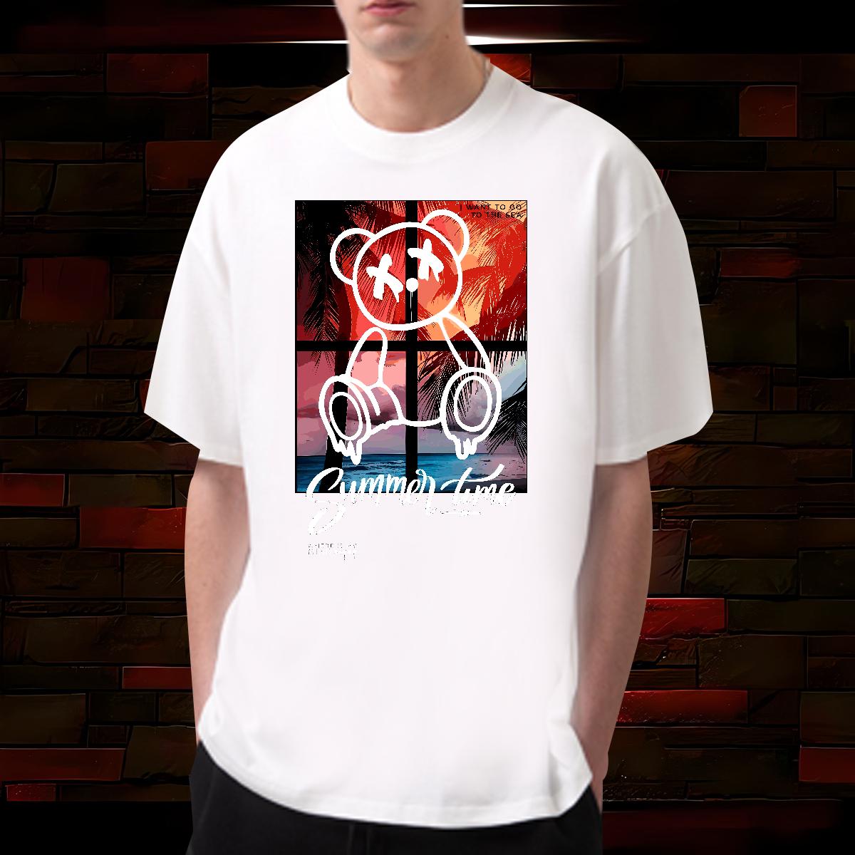 Soft Men Tops Tees Graffiti Art 230g Cotton Breathable Short Sleeve Sport T-Shirts for Men Custom Designer Fashion Tee Shirt