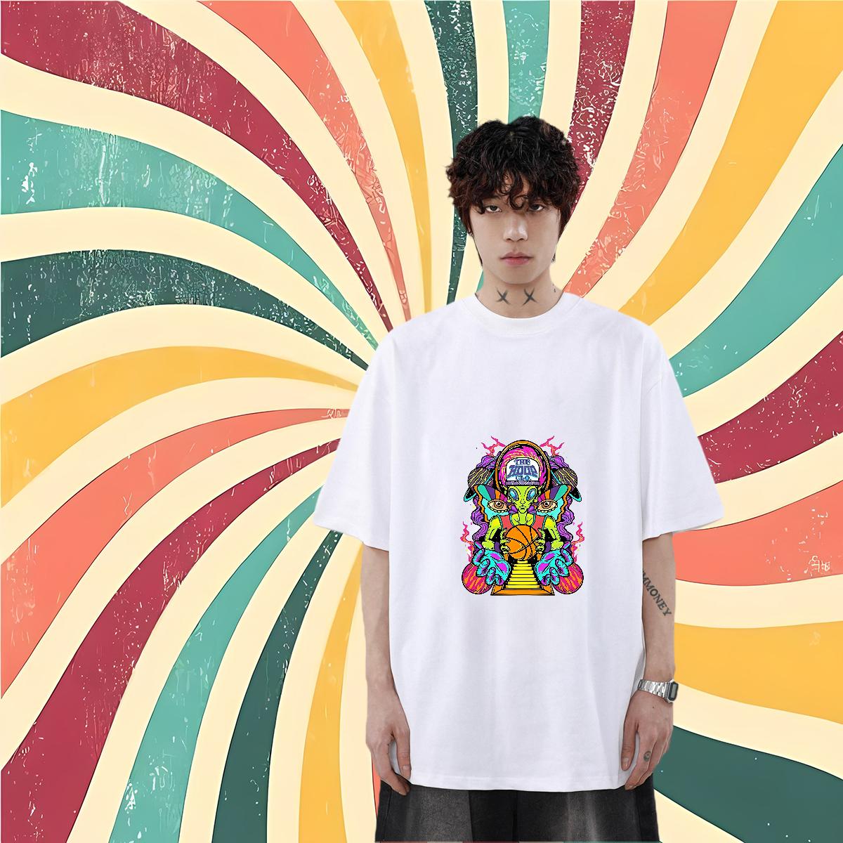 New Arrival Men T Shirts Floral Print Mens Tshirts Hip Hop Crew Neck Cotton Breathable Wholesale Wear