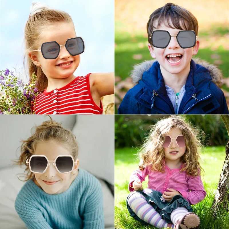 Sunglasses Baby Kids Cute Polygonal Bounding Alloy UV400 Sunglasses Boys Children Outdoor Sun Protection Sunglasses Girls Fashion Glasses