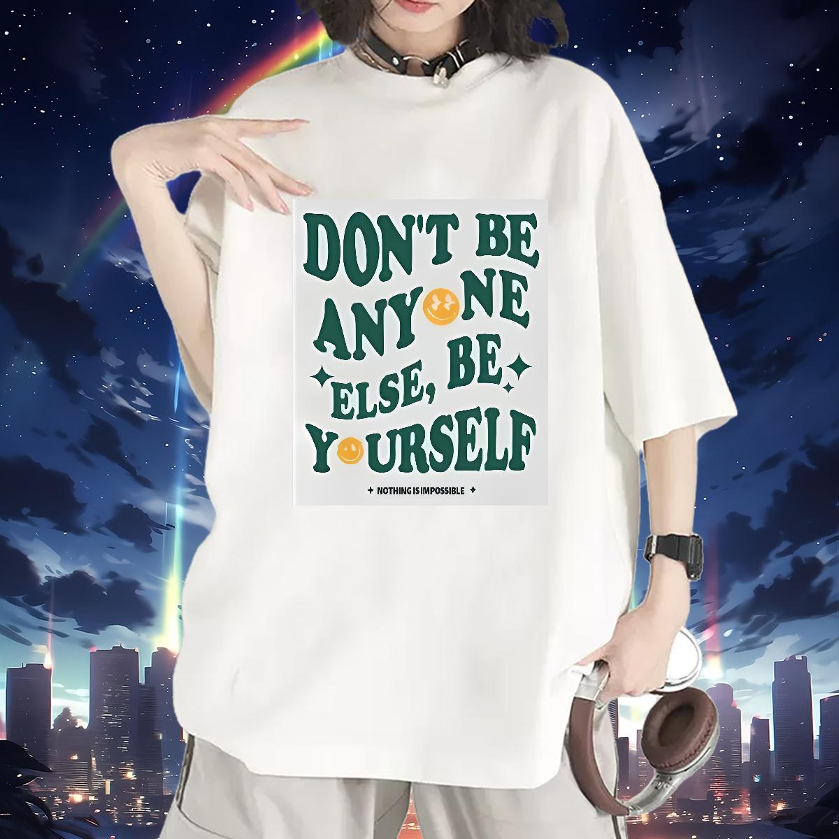 New T Shirts Women Short sleeve Cotton Soft nothing is impossible 230g Cotton Casual Beach Woman Tshirt DIY Anime Lady Tshirts