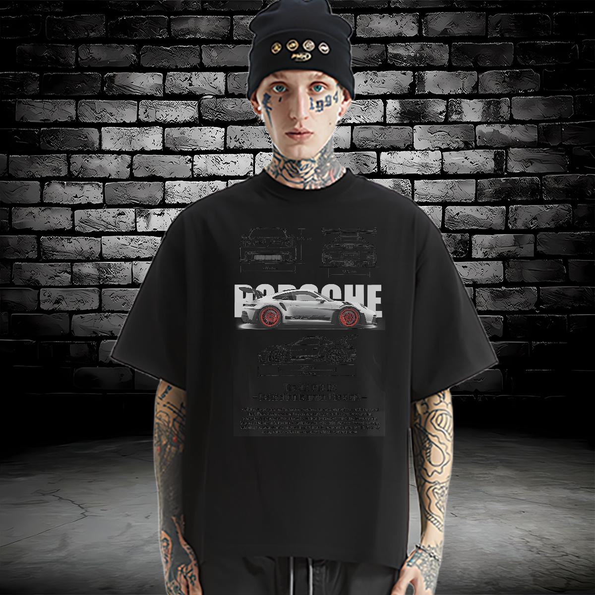 Designer Fashion T-Shirts for Men fashion 230g Cotton Black Oversized Men Tees Street Cotton O Neck Short Sleeves Comfortable Clothes