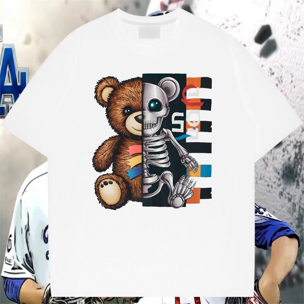 Comfortable Man T Shirts bear 230g 100% Cotton Sport Cotton Breathable Mens Tshirts Fashion Design Skull Clothings