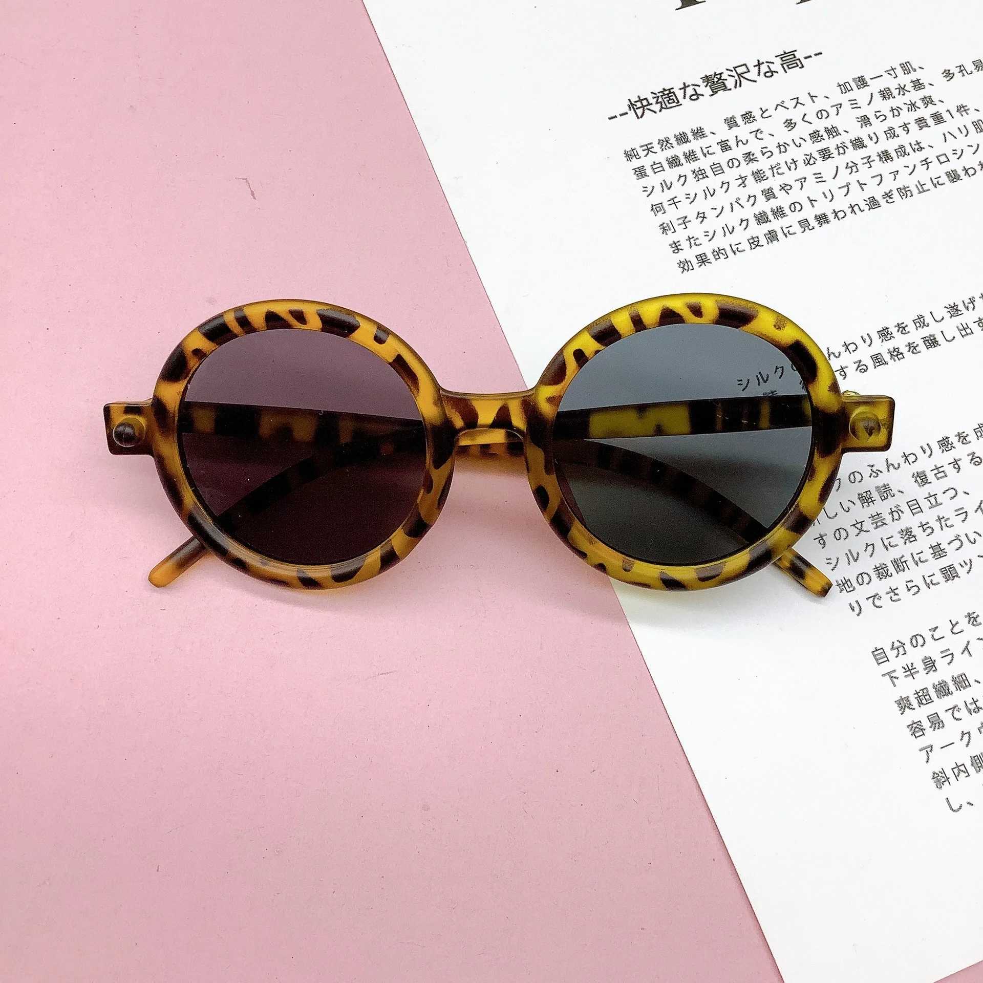 Sunglasses New personalized childrens sunglasses round frame color contrast ins style baby sunglasses sunscreen anti-ultraviolet glasses