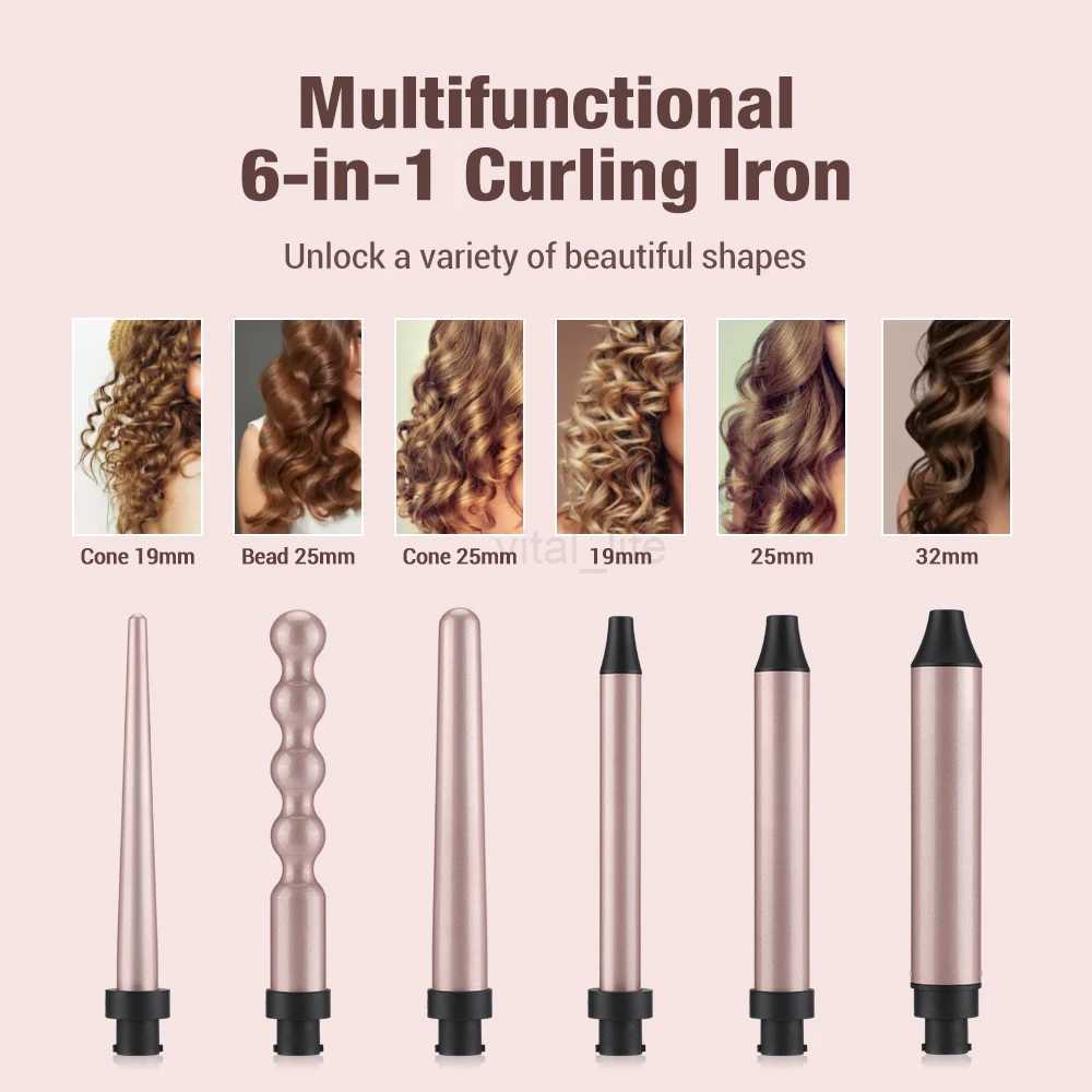6 in 1 Electric Hair Curler for Women Professional Ceramic Curling Iron Adjustable Temperature Household Hair Styling ToolsCL240716