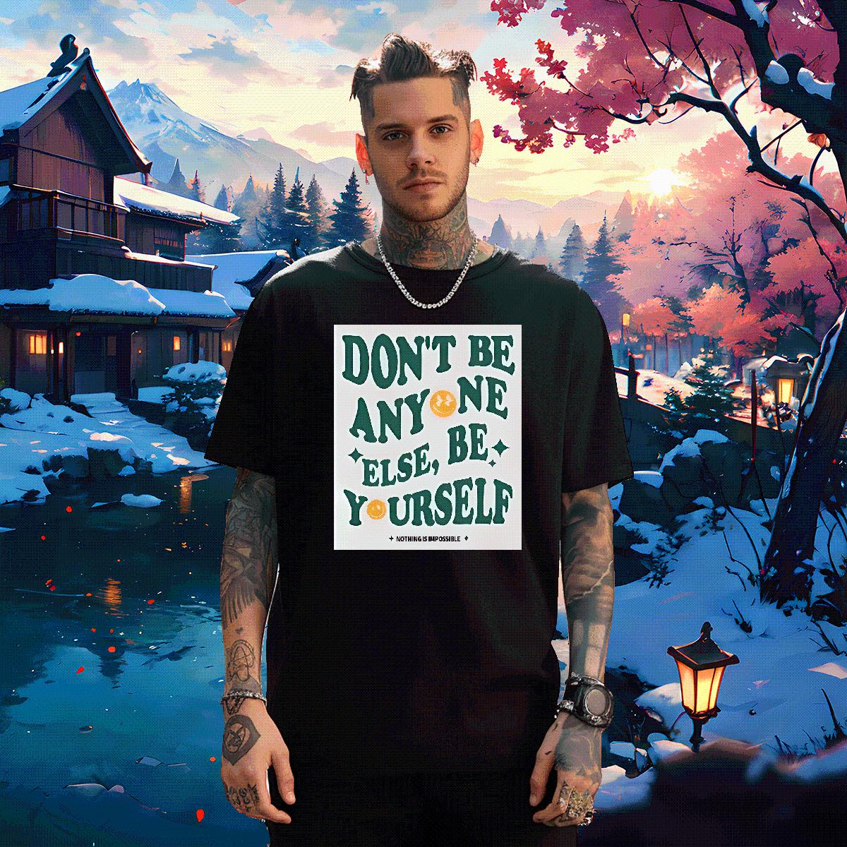 High Quality Men Tees be yourself 100% Cotton 230g Breathable Crew Neck Cotton Outdoor Men T Shirts Black White New Designer Tops