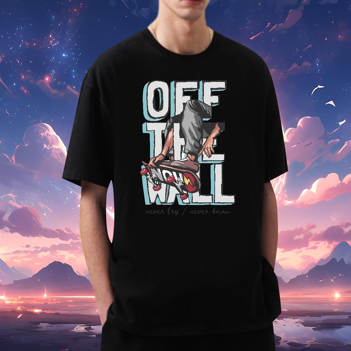 Popular Men Clothes T-Shirt Graffiti Art 100% Cotton 230g Crew Neck Cotton Home Outdoor Men T Shirts Black Oversized 2024 Designer Tops Tees