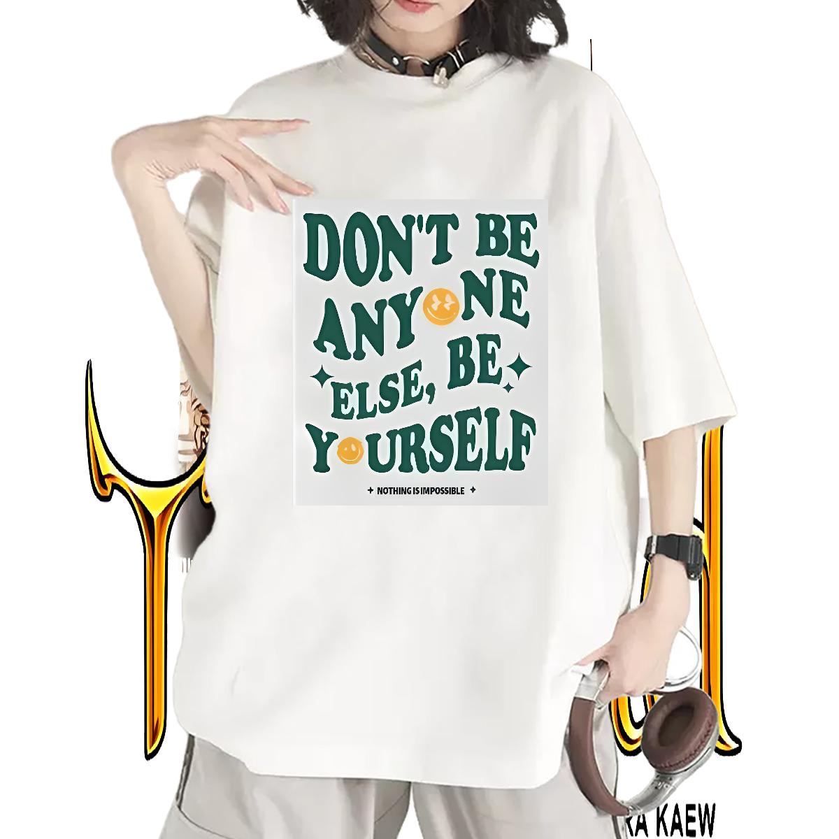 New T shirt Cotton Breathable Short Sleeve nothing is impossible 230g Cotton Outdoor Women Tees Customized Loose fit Polos