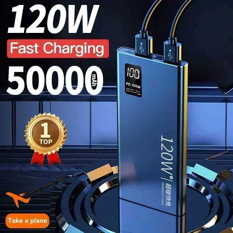 50000mAh Power Bank 120W Super Fast Charging 100% Sufficient Capacity Portable Battery Charger Digital Display For iPhone E240717