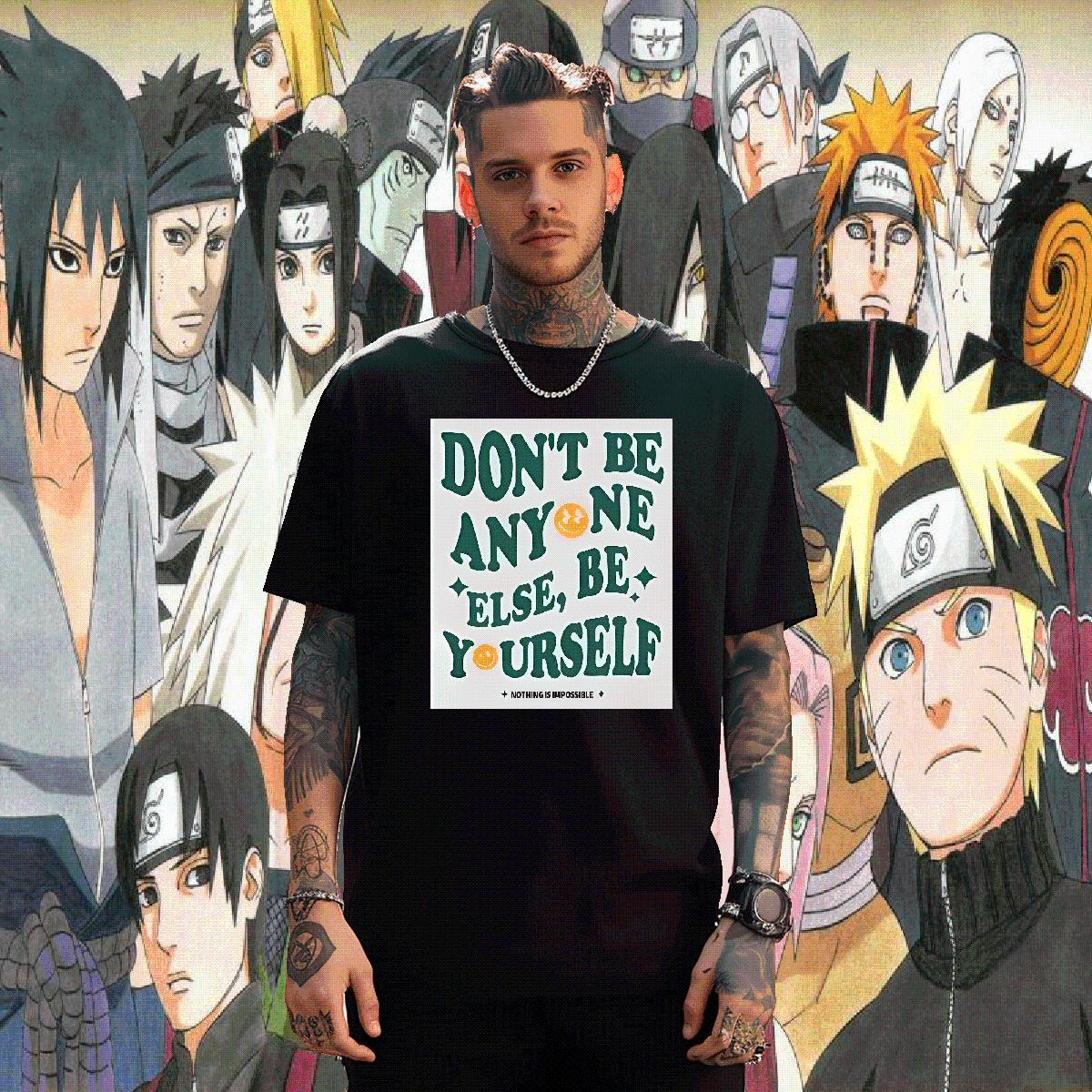 Wholesale T Shirts Men don't be any one else 230g Cotton Cartoon Print Men Tees Summer Casual Cotton Breathable Short Sleeve Brand Top Tees