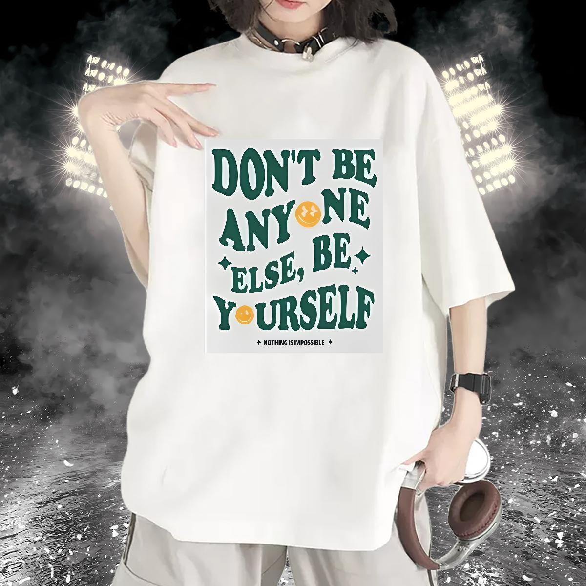 New Women T Shirts Short sleeve Cotton Soft nothing is impossible 230g 100% Cotton Casual Unisex Tshirts White Plus Size Wholesale Tops Tees