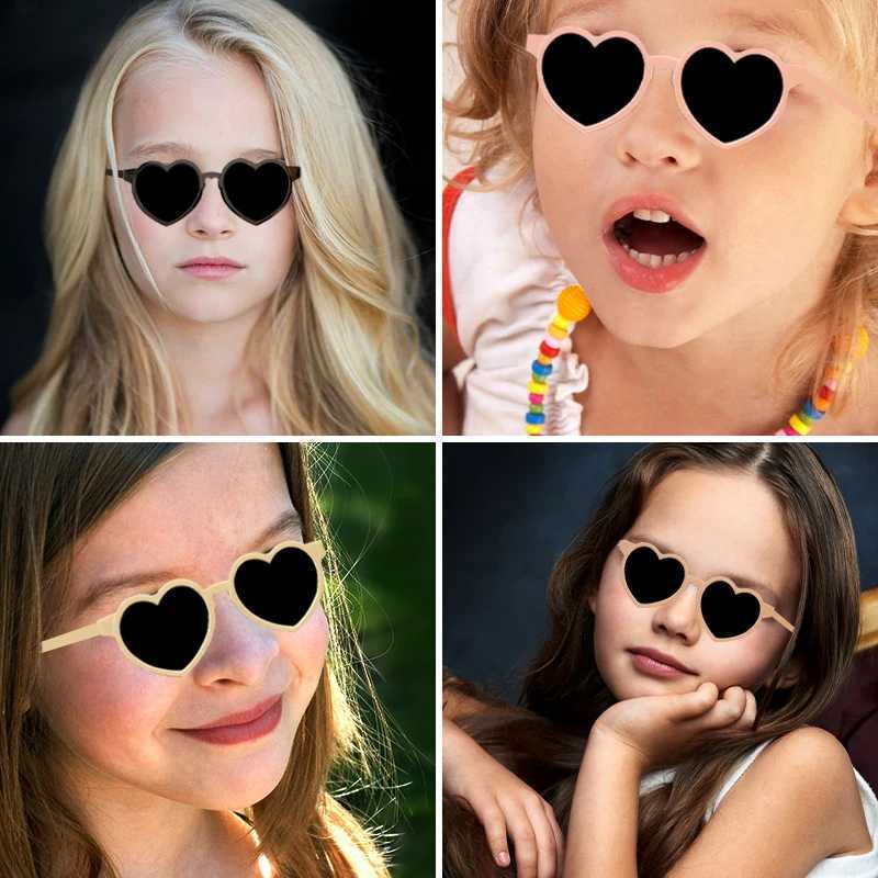 Sunglasses Children Lovely Baby Girls Cute UV400 Sunglasses Solid Color Heart Shape Outdoor Sun Protection Sunglasses Acrylic Kids Glasses