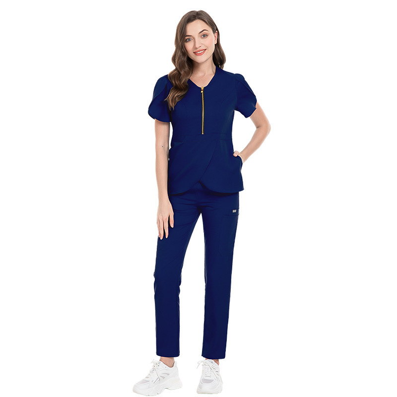 Doctor's surgical women's slim fitting nurse suit, short sleeved V-neck hand washing clothes, elastic professional work clothes F716#93