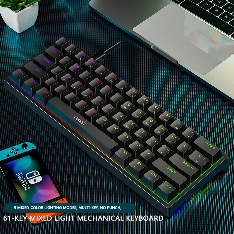 K620 Mini Backlit RGB Gaming Mechanical Keyboard Gamer Mechanic Kit 60 Percent DIY Custom PBT Keycap swap Pink White USB PC 240712