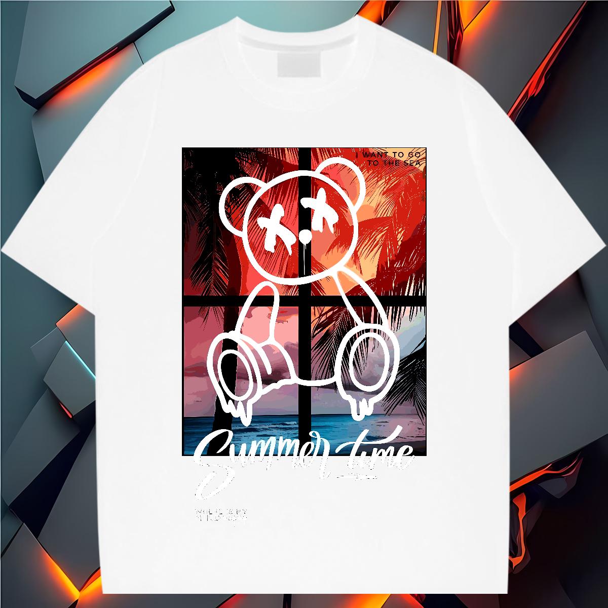 5A Men Clothes T-Shirt Graffiti Art 230g 100% Cotton Crew Neck Cotton Breathable Casual Beach T-Shirts for Men Black White Factory Direct Tops Tees