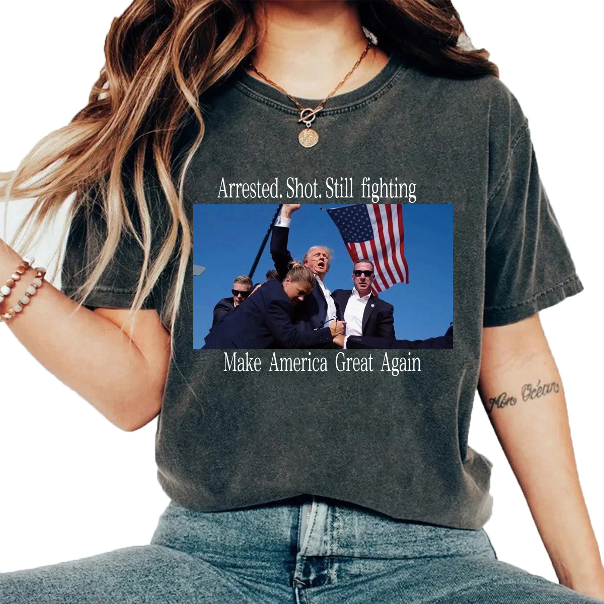 t shirt women tank top women Trump assassination crew Neck Cotton Short Sleeve Breathable Daily Outfit tshirt womens t shirt tshirts clothes woman ren