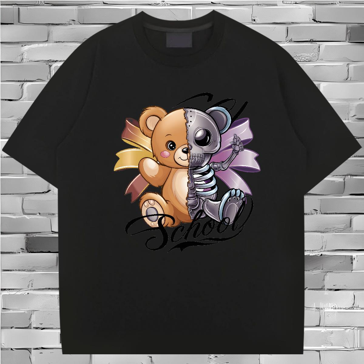 Brand T Shirt For Man bear 230g Cotton Casual Beach O-Neck Short Sleeve Cotton Tshirt for Man Woman Fashion Designer Oversized Top Tees