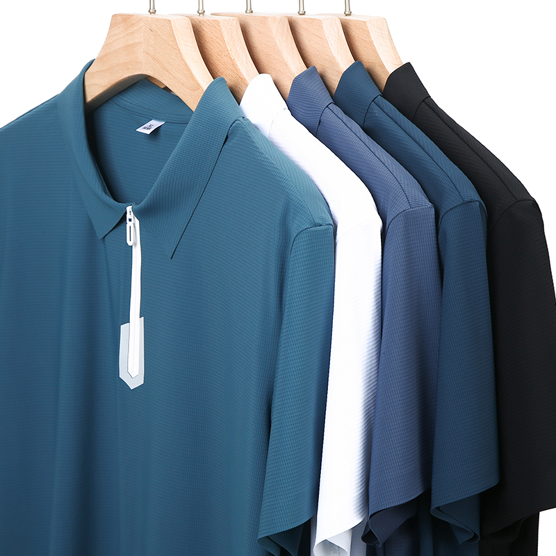 Light business short sleeved Polo shirt 2023 summer new ice silk solid color simple casual versatile T-shirt for men