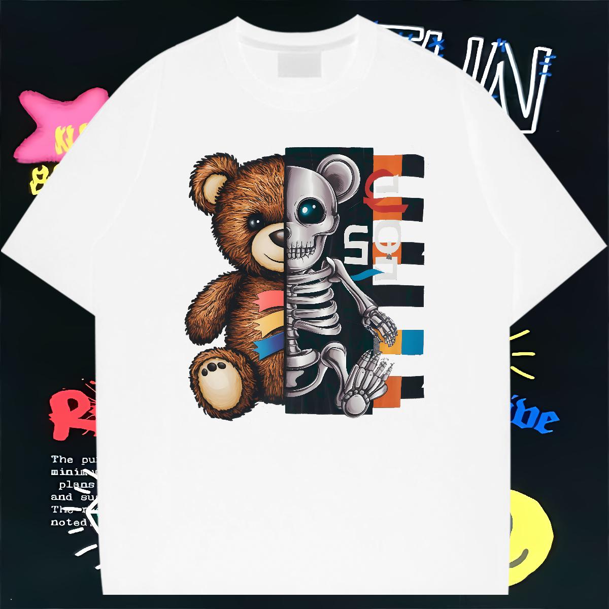 5A T Shirt For Man bear 230g Cotton Street Breathable Crew Neck Cotton Men Tees 2024 New Custom Printed Tee Shirt