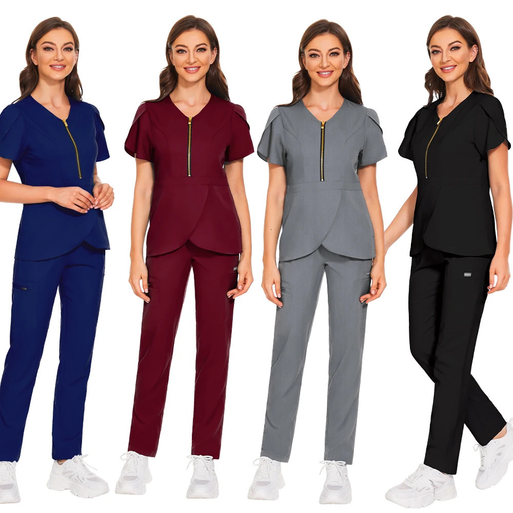 Pet Grooming Institutions Sets Beauty Salon Clothes Scrubs Clothes High Quality Spa Uniforms Fashion V-Neck Working Clothes 240715