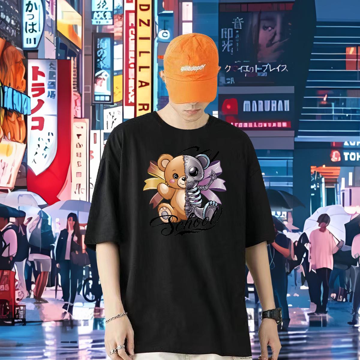 DIY Customized Men T Shirts bear 100% Cotton 230g White Plus Size Mens Tshirts Sport 180g Cotton 5A Tops