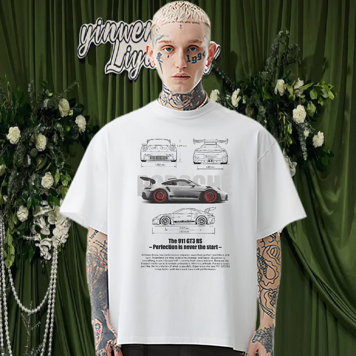 Fashion Casual T Shirt For Man fashion 230g Cotton Oversized High Street Hip Hop Men Clothes T-Shirt Cotton Breathable Comfortable