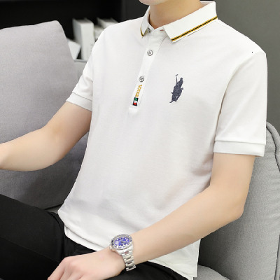 Summer new men's POLO shirt with lapel and short sleeved base, dad's middle-aged high-end top T-shirt