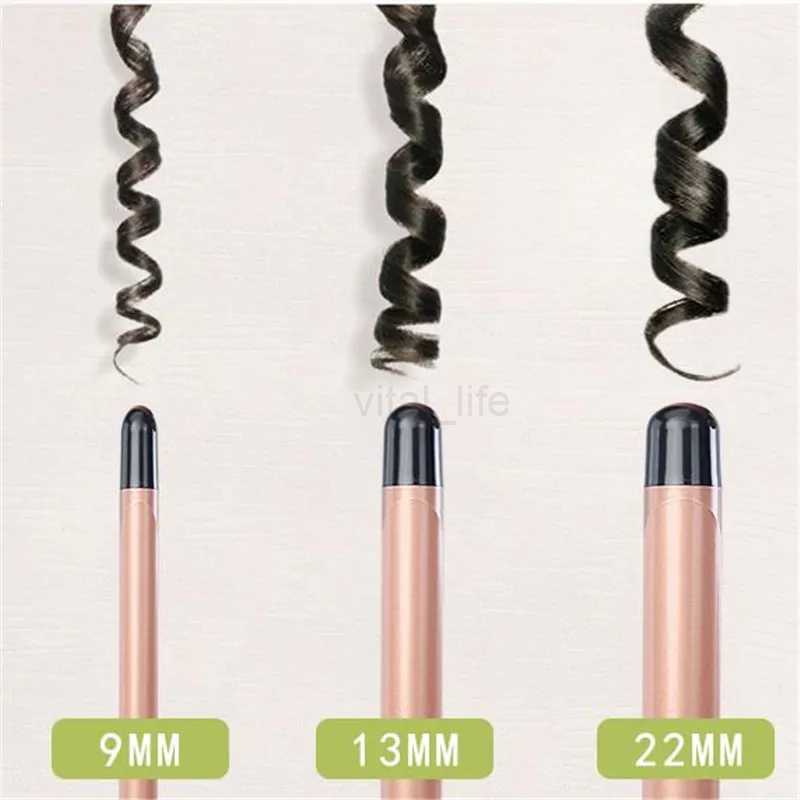 1PC 9mm 13mm 22mm Professional Gold Electric Hair Curler Curling Iron Hair Waver Pear Flower Cone Curling Wand Styling Tool 2#CL240716