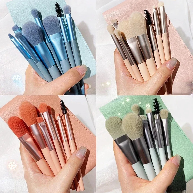 Portable 8Pcs makeup brush set Soft makeup concealer brush powder blusher loose powder brush eye shadow basic brush beauty tool 240715