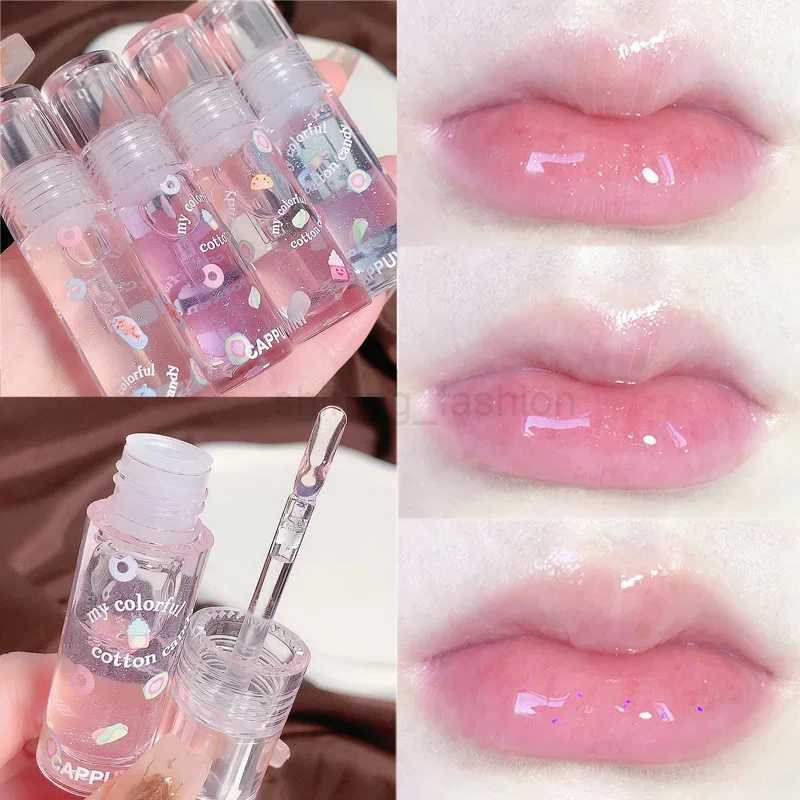 Cotton Candy Transparent Lip Gloss Mirror Moisturizing Lip Oil Lasting Clear Glitter Hydrating Plumping Liquid Lipstick MakeupCL240716