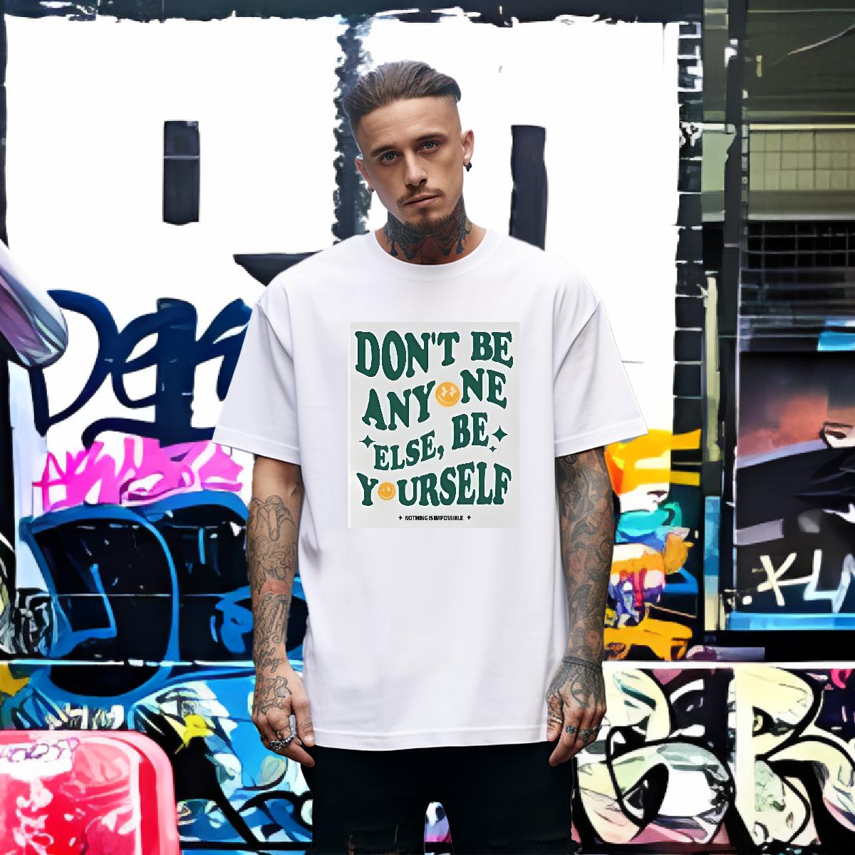 Classic Men Tshirts nothing is impossible 100% Cotton 230g Cotton Breathable Street wear Hip Hop T-Shirts Custom Printing DIY Customized Clothings