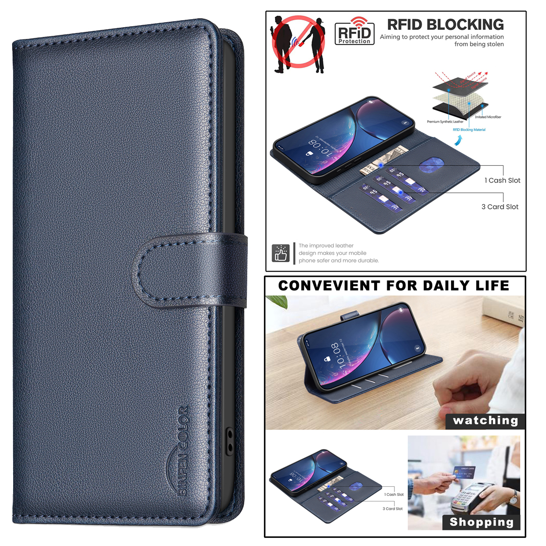 RFID Blocking Business Leechee Grain PU Leather Wallet Cases Credit ID Card Slot Holder Flip Cover Magnetic Pouch For Iphone 16 Pro Max SE4 15 14 13 1