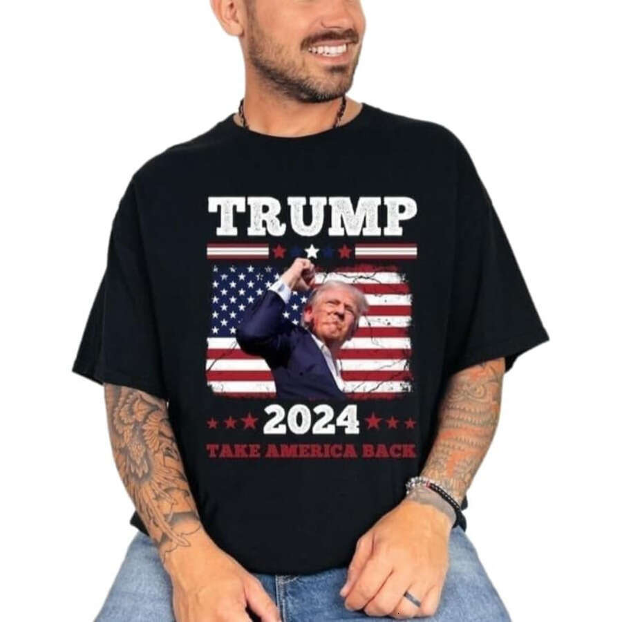 Fist Pump Shot At Assassination Attempt 2024 for President Hero Survives Rally Trump Tee Shirt Black Free shipping