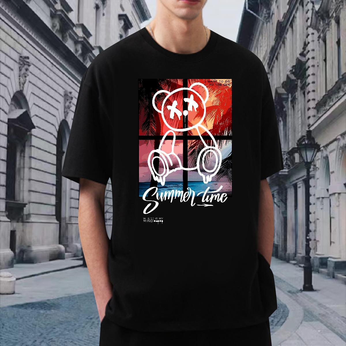 2024 DIY T-Shirts for Men Graffiti Art 230g 100% Cotton Graphic Men Tops Tees Casual Daily Wear Cotton Breathable Cool Tees Shirts