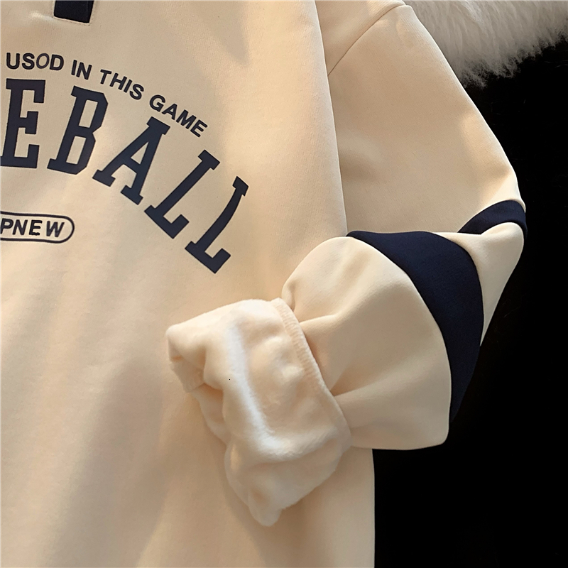 2022 New Korean Design 320g Plush Thickened Trendy Brand Letter Loose Polo Neck Versatile Sweater